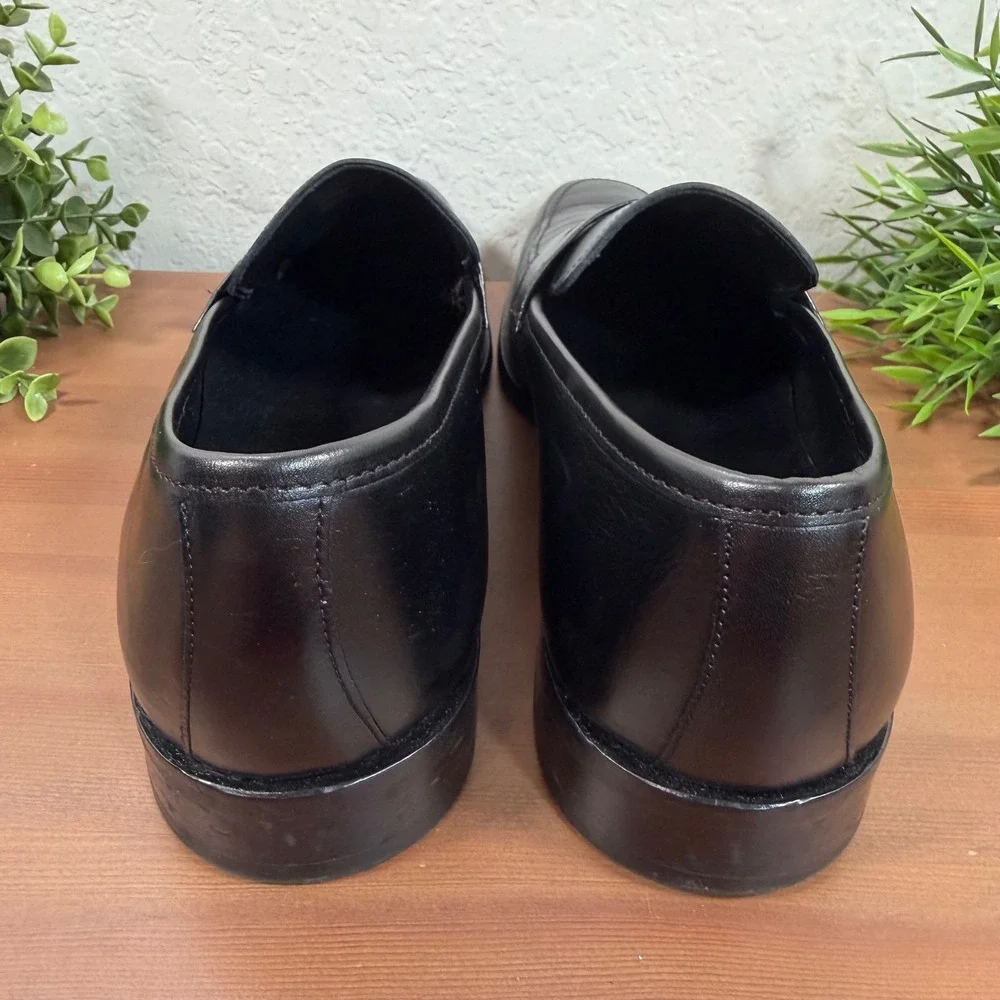 Finsbury Mens Luton Black Leather Penny Loafer Shoes Size 10 US 11